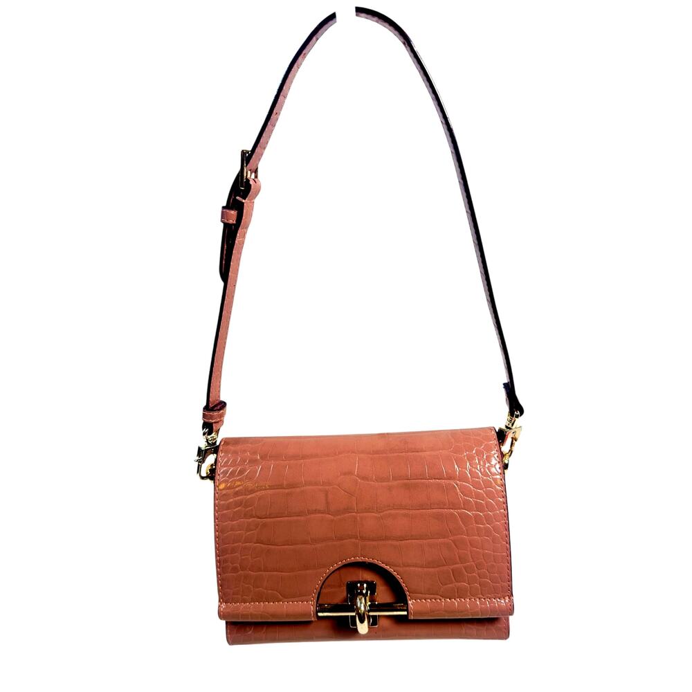 Charles & Keith Croc Embossed Triangle Shoulder Bag – Mauve Pink